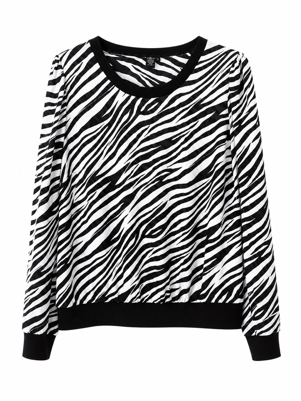 International Concepts Black White Zebra  Long-Sleeve Top semi-sheer size S